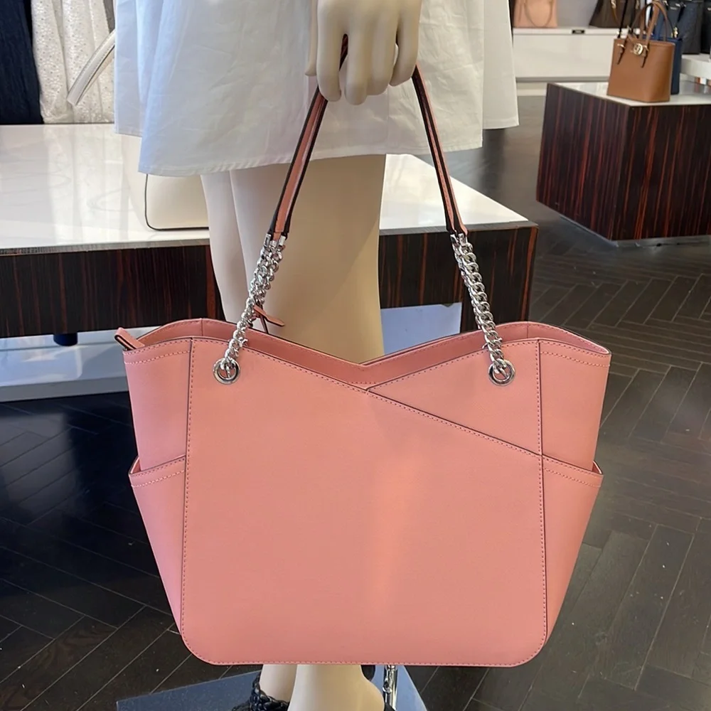 MICHAEL KORS Jet Set Large X Chain Saffiano Leather Shoulder Tote PRIMROSE NWT